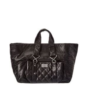 Chanel Black Lambskin Leather Cc Tote (Authentic Pre-Loved)